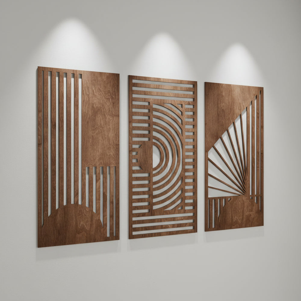 Geometric Wood Wall Art Set