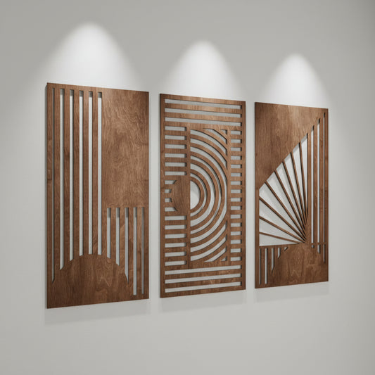 Geometric Wood Wall Art Set