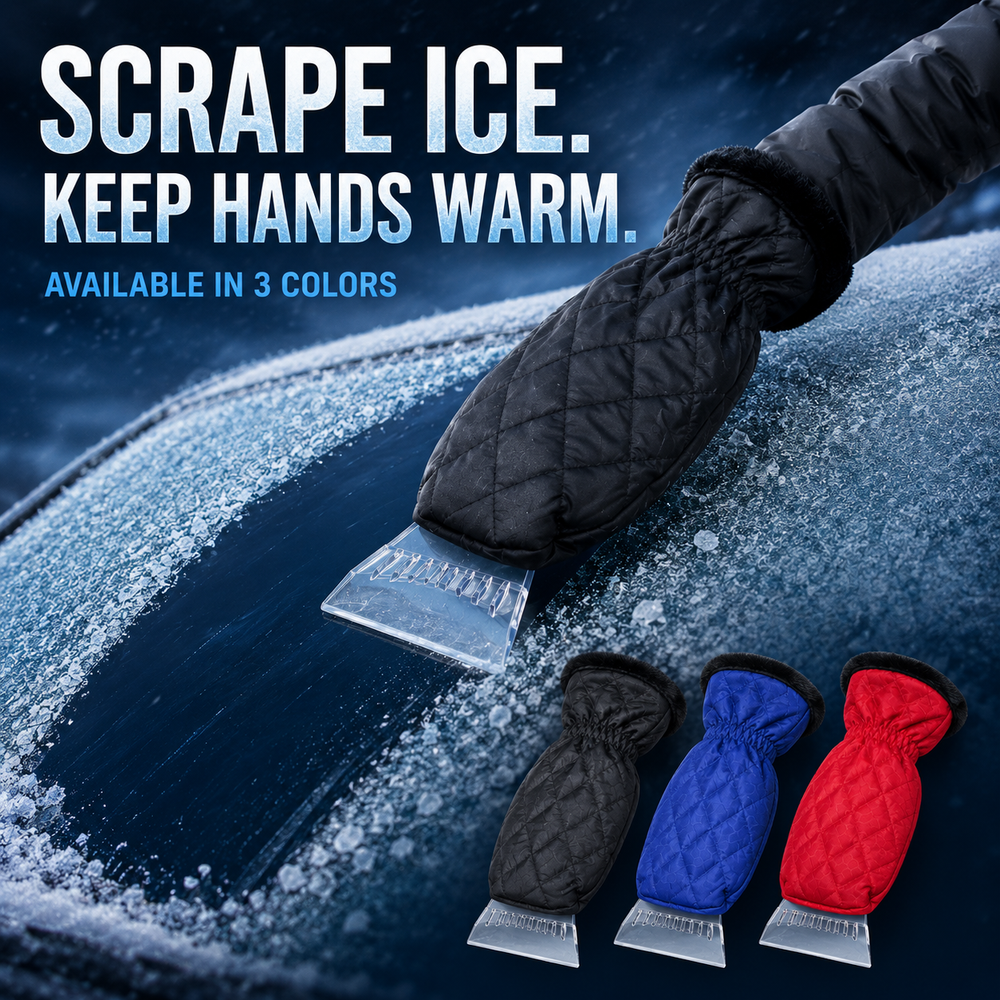 Windshield Ice Scraper with Warm Glove