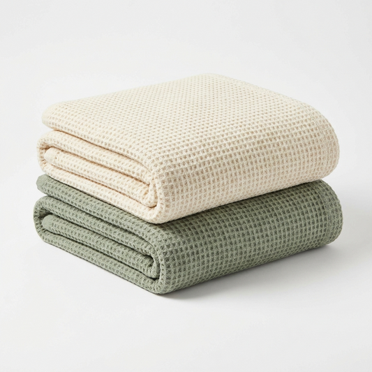 Waffle-Knit Throw Blanket Set