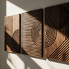 Close up of wood grain and geometric shadow
