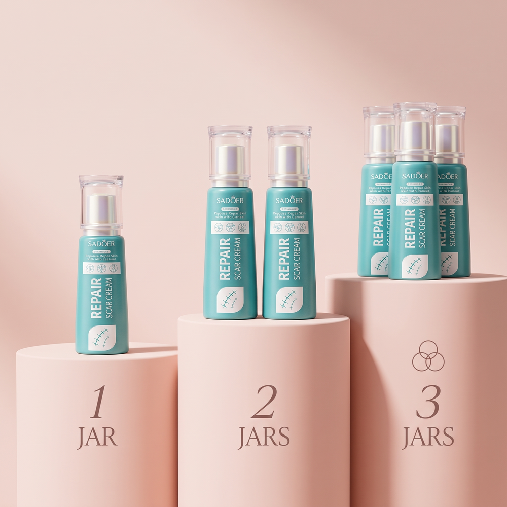 Ceramide Scar Repair Cream 1, 2, and 3 pack bundle shot