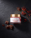 Dragon Blood Gel Cream botanical flat lay with resin