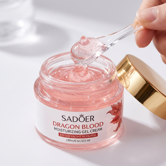 Dragon Blood Gel Cream texture close-up on spatula