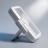 Waterproof shower phone holder showing the adjustable tilting hinge